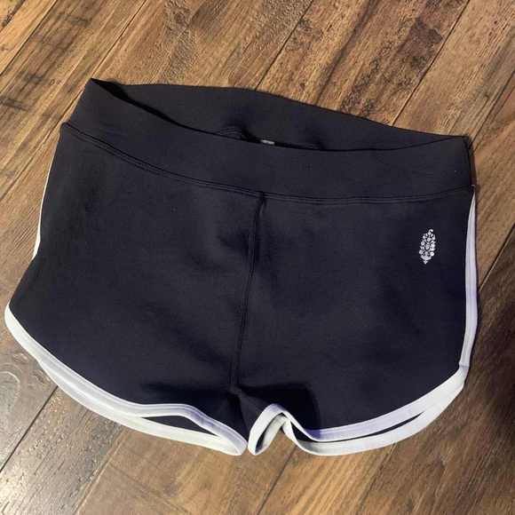 Free people movement black micro duet shorts activewear workout logo spring $68 - Picture 4 of 6
